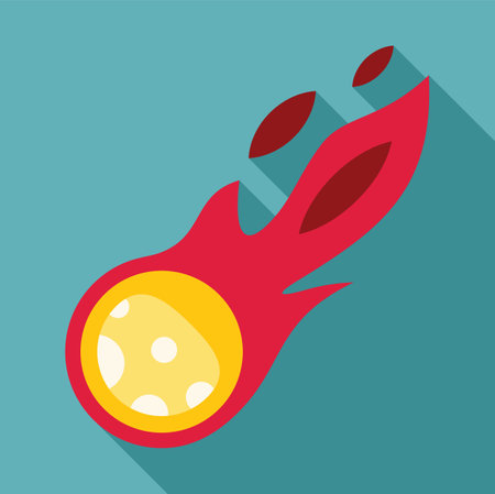 Minimalist illustration featuring a burning yellow ball leaving a fire trail, evoking a meteorite entering the atmosphereのイラスト素材