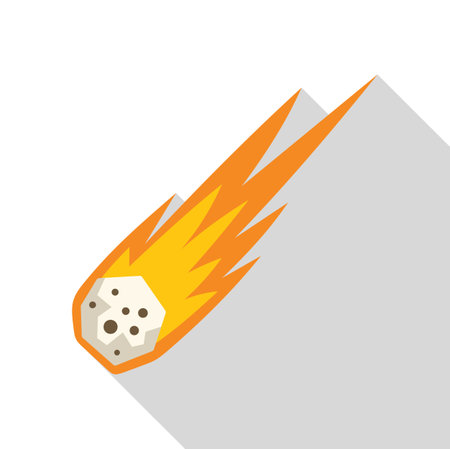 Burning asteroid entering the atmosphere, leaving a fiery trailのイラスト素材
