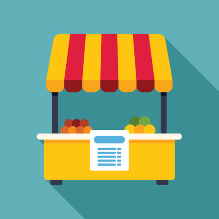 Street food stall selling fruits is offering fresh healthy products on local marketのイラスト素材