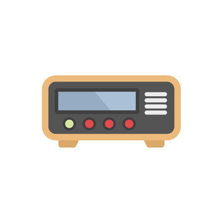 Vintage radio receiver with buttons and an antenna, bringing the sound of music and news to listenersのイラスト素材