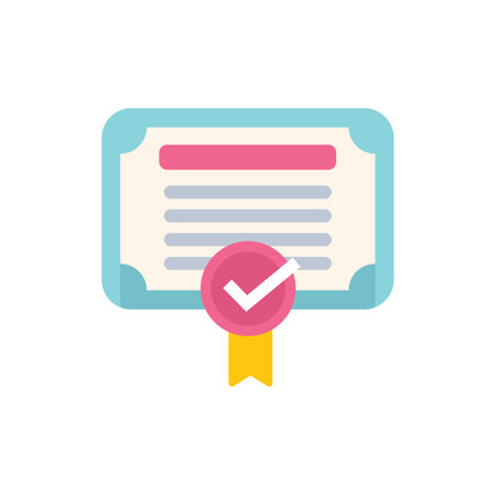 Digital illustration of a certified document with an approved guarantee check mark icon, depicting concepts such as certification and validationのイラスト素材