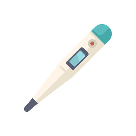 Digital medical thermometer showing temperature, a measuring tool for fever, healthcare and illnessのイラスト素材