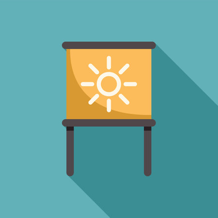 Simple vector illustration of a board showing a sun icon for a summer weather forecastのイラスト素材