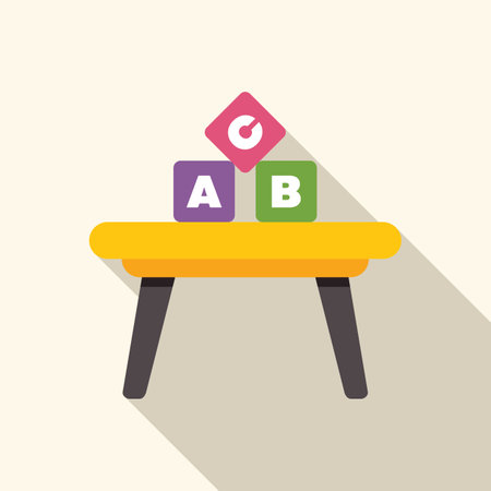 This captivating image features colorful alphabet blocks arranged on a small table, symbolizing early childhood education and the joy of learning through playのイラスト素材