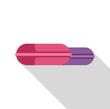 Two colorful inflatable mattresses floating on swimming pool water surface, top view vector illustration with long shadowのイラスト素材