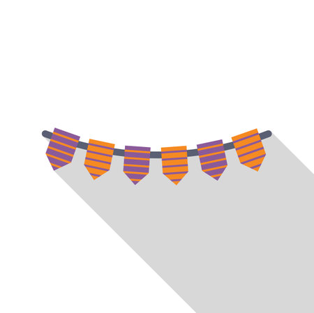 Purple and orange festive party garland hanging with long shadowのイラスト素材