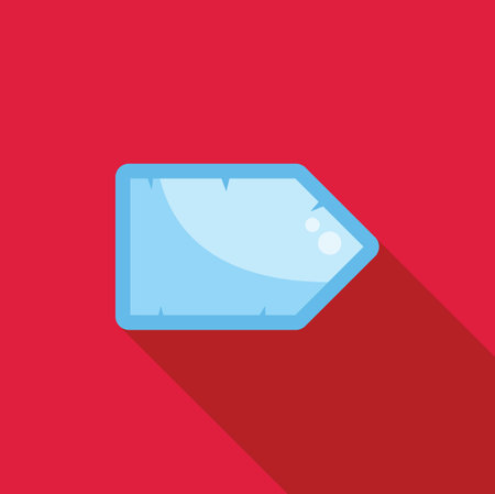 Blank, blue price tag casts a shadow on a red backgroundのイラスト素材