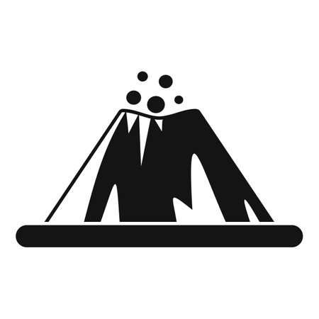 Black and white silhouette of a volcano erupting with smoke and ashのイラスト素材