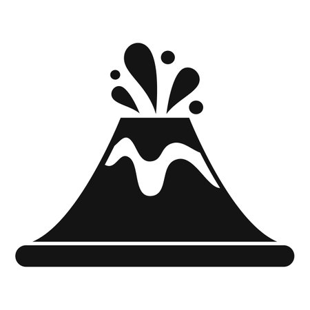 Simple icon of a volcano erupting, with lava flowing down its sideのイラスト素材