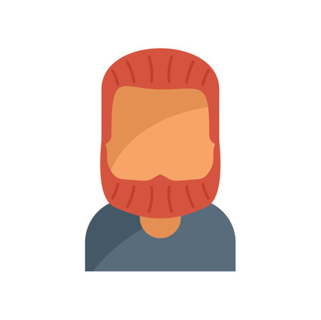 This vector illustration features a red haired man with a beard, depicted in a cartoon avatar icon style, showcasing a popular facial hair trendのイラスト素材