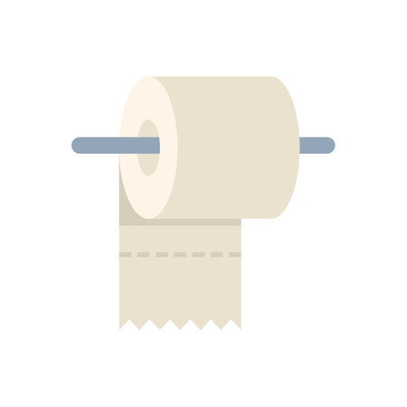 Toilet paper roll hanging on metal holder bar isolated on white backgroundのイラスト素材
