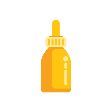 Yellow medical dropper bottle delivering a dose of liquid medicine, perfect for representing healthcare and treatmentのイラスト素材