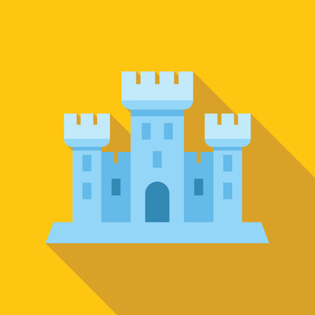 Simple but majestic blue castle standing tall, an illustration evoking history, fantasy and fairy talesのイラスト素材