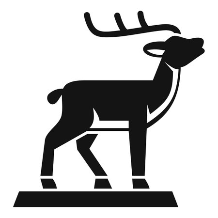 Simple black silhouette of a deer standing on a platform, isolated on a white backgroundのイラスト素材