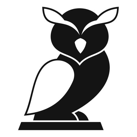 Black and white logo of an owl standing on a pedestal, looking straight aheadのイラスト素材