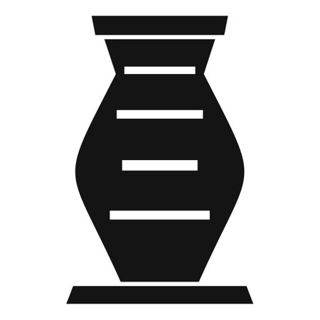 Black glyph icon of egyptian vase standing on pedestal isolated on white backgroundのイラスト素材