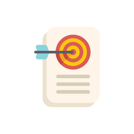 Arrow is hitting the center of a target fixed on a document, representing achieving business goalsのイラスト素材