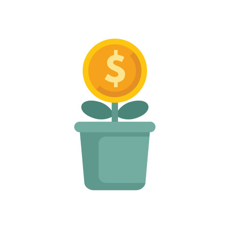 This vector illustration shows the concept of business investment with a dollar coin growing on a plantのイラスト素材