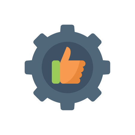 Thumbs up sign inside a gear representing a job well doneのイラスト素材
