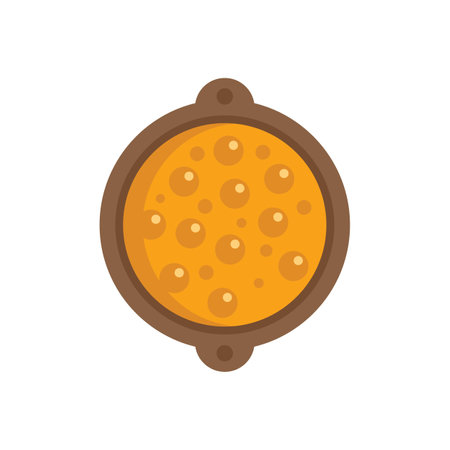 Round baking pan with bubbling cheese pizza baking in oven, view from aboveのイラスト素材