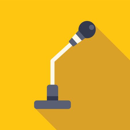Conference microphone is casting a long shadow over a yellow backgroundのイラスト素材