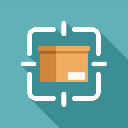 Cardboard box is the target of a crosshair, representing the importance of precise and efficient delivery in logisticsのイラスト素材