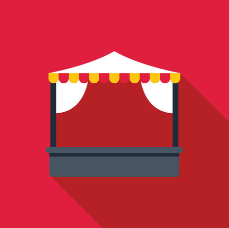 Illustration featuring a street food stall with awning, waiting for customers to arrive and orderのイラスト素材