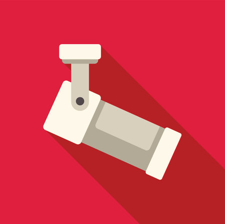 Security camera pointing right casting a shadow on red background
