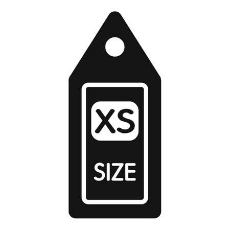 Simple vector icon of a black clothing tag with the size xsのイラスト素材
