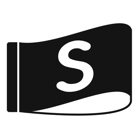 Black clothes label with s size sign icon in simple style isolated on white backgroundのイラスト素材
