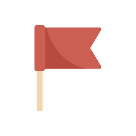 Simple red flag waving on wooden pole, isolated on white backgroundのイラスト素材