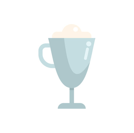Minimalist vector illustration featuring an irish coffee glass filled with coffee and topped with whipped cream, isolated on a white backgroundのイラスト素材