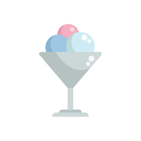 Simple vector illustration of a martini glass holding scoops of ice cream, perfect for representing dessert, summertime, or a sweet treatのイラスト素材