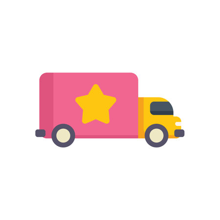 Delivery truck delivering a big yellow star illustrating a customer rating conceptのイラスト素材