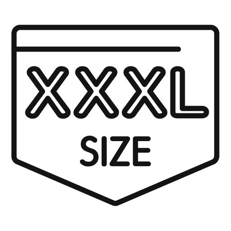 Clothing label with xxxxl size icon showing big fashion for overweight peopleのイラスト素材