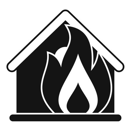 Simple vector icon of a house being consumed by flamesのイラスト素材