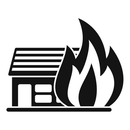 Simple vector icon representing a fire accident, useful for depicting concepts of insurance and security of propertiesのイラスト素材