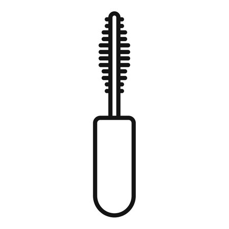Simple line art icon of a mascara brush, perfect for representing makeup applicationのイラスト素材