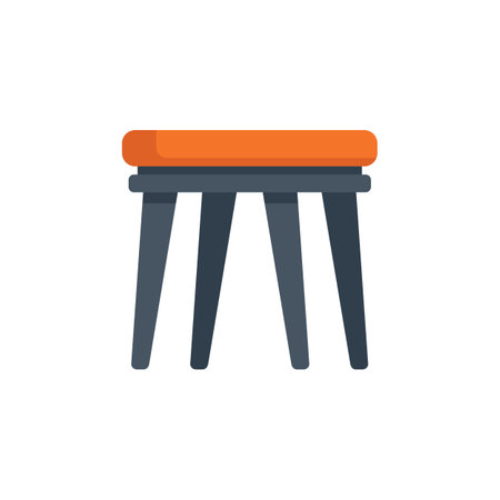 Modern round stool with soft upholstery standing on four legs isolated on white backgroundのイラスト素材