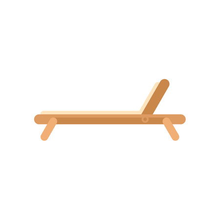 Simple illustration of a wooden beach lounge chair with adjustable backrest, isolated on white backgroundのイラスト素材