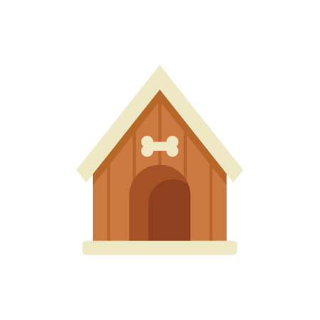 Wooden doghouse with bone symbol providing a cozy and safe haven for furry companionsのイラスト素材