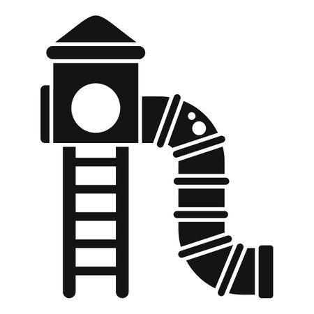 Simple icon of a playground slide with ladder and tunnel for children playing in a parkのイラスト素材