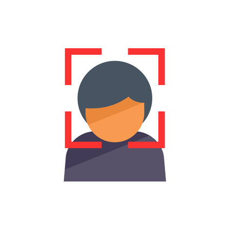 Artificial intelligence is scanning a mans face using facial recognitionのイラスト素材