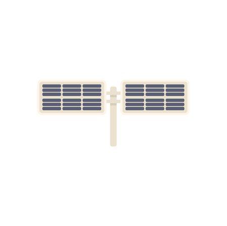 This minimalist vector illustration features a double solar panel generating clean energy from...
