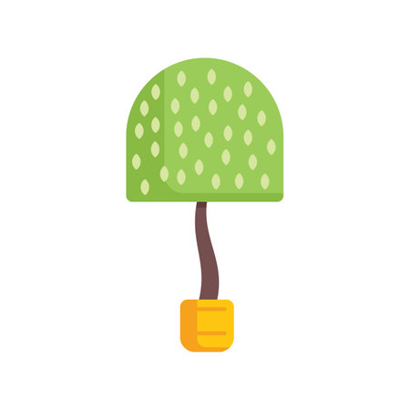 Simple icon of a green tree growing in a pot, perfect for projects related to home decor, gardening, or natureのイラスト素材