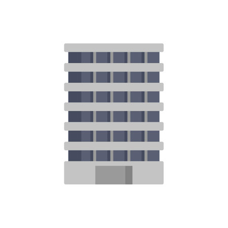 This vector illustration shows a modern city building with multiple windows, perfect for urban and architectural designsのイラスト素材