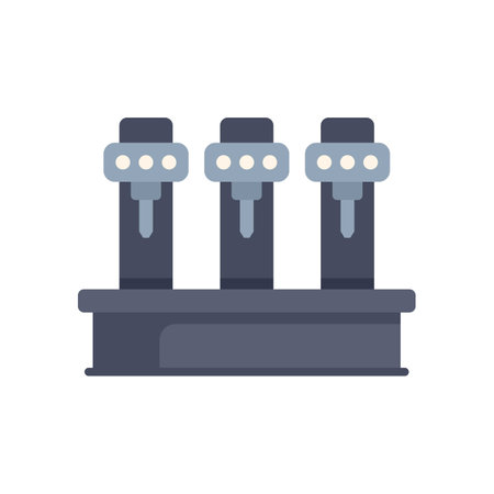 Illustration featuring three beer taps standing on a bar ready to pour beverages for customersのイラスト素材