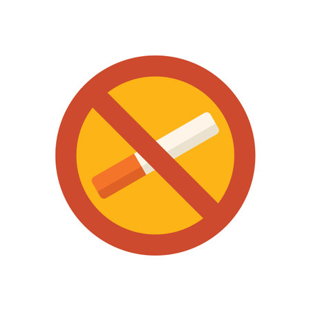 Red circle with a diagonal line crossing out a cigarette, representing the universal symbol for smoking prohibitionのイラスト素材