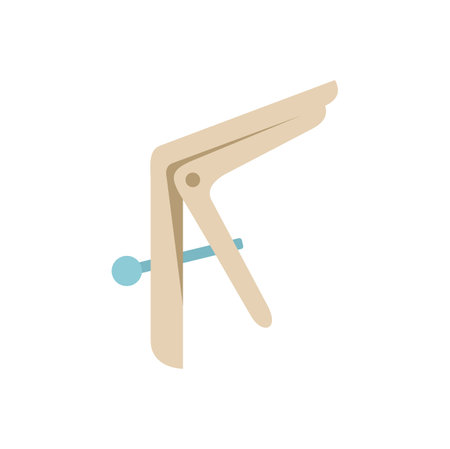 Wooden nasal speculum being held open to allow for examination of nasal passagesのイラスト素材
