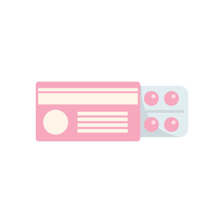Pink blister pack containing round pink medicine pills for treating illnessのイラスト素材